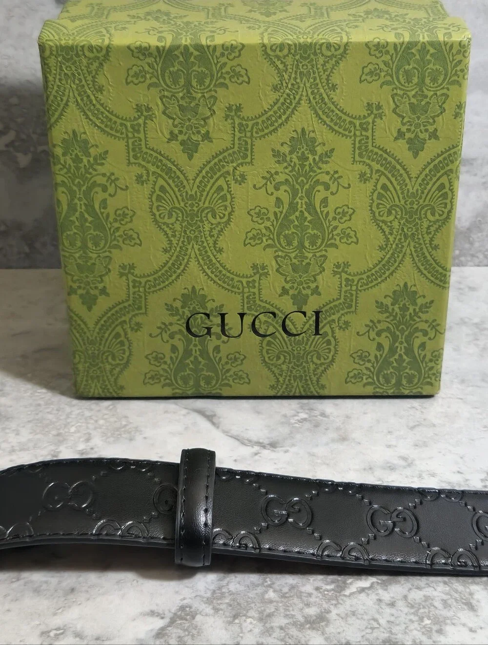 Gucci Black Interlocking GG Signature Leather Belt✨️